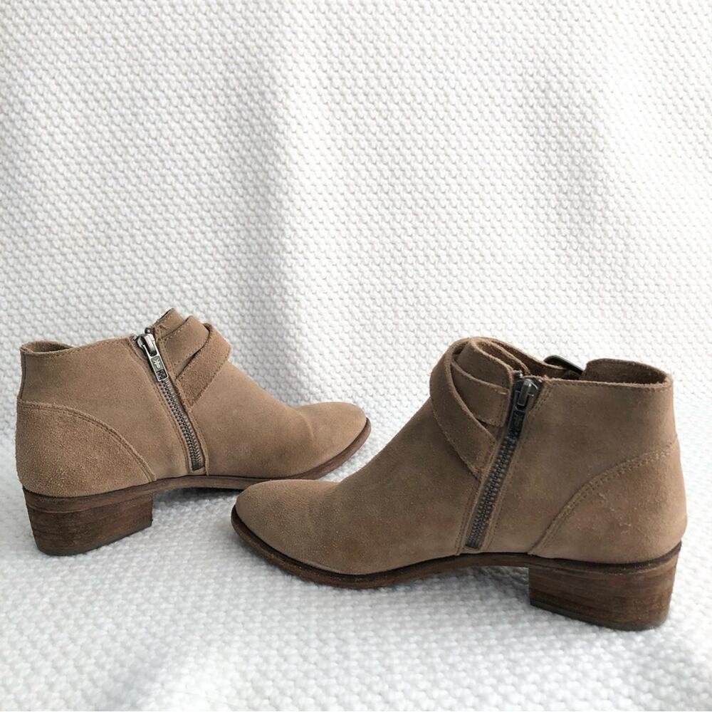 Frye Beige Taupe Suede Ray Western Shootie Ankle Boot Double Silver Buckles 7 - Picture 5 of 11
